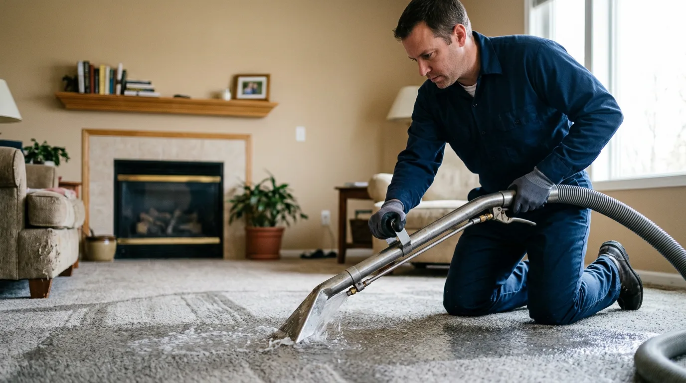 Water damage restoration technician working near Lehigh, OK